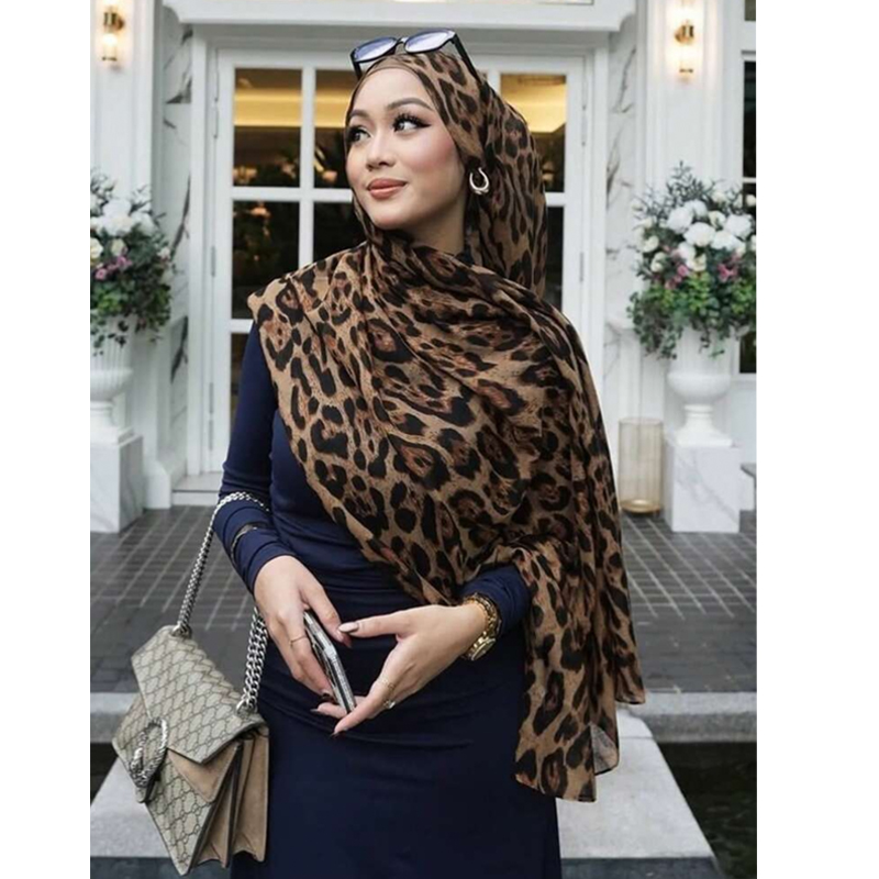 Mode imprimé léopard écharpe Femme Hijab foulards doux Pashmina hiver mince écharpe Femme bandeau foulard étoles Wrap châles