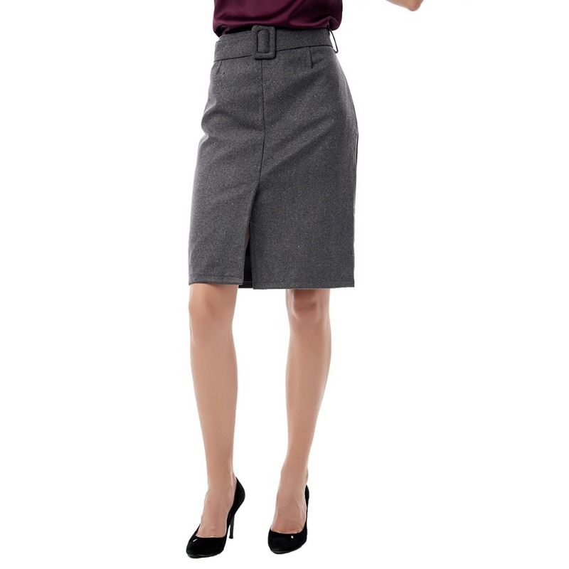 Mode nouvelle grande taille taille haute mode décontractée mi-longue laine jupe crayon femmes jupes femmes.