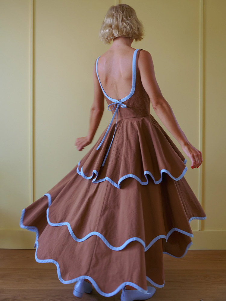 Robe Chic Femme Tendance Col Rond Sans Bretelles Sans Manches à Ourlet Volanté Cascade Nouveauté Été 2026 pour Tenue Quotidienne