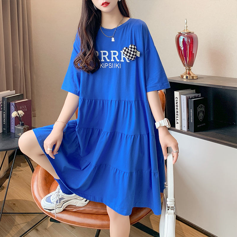 Robe Mi-Longue Décontractée à Col Rond pour Femme, Vêtement avec Lettres Imprimées, Style Coréen, Va avec Tout, Été 2024