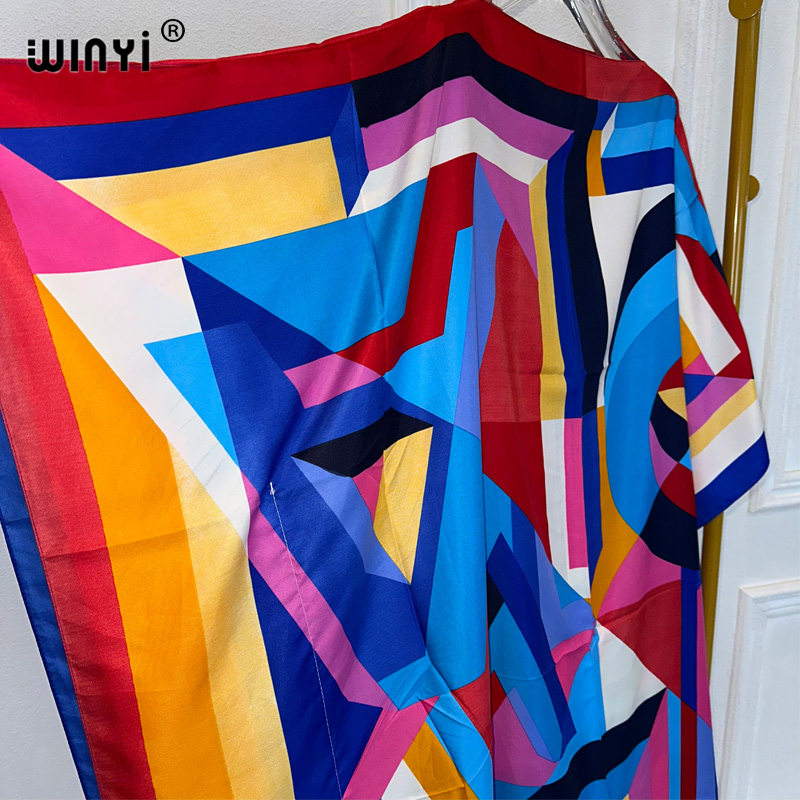 WINYI-Robe de soirée maxi pour femmes musulmanes, kaftan africain, imprimé Boho, abaya de plage, dubaï, luxe, mode, été