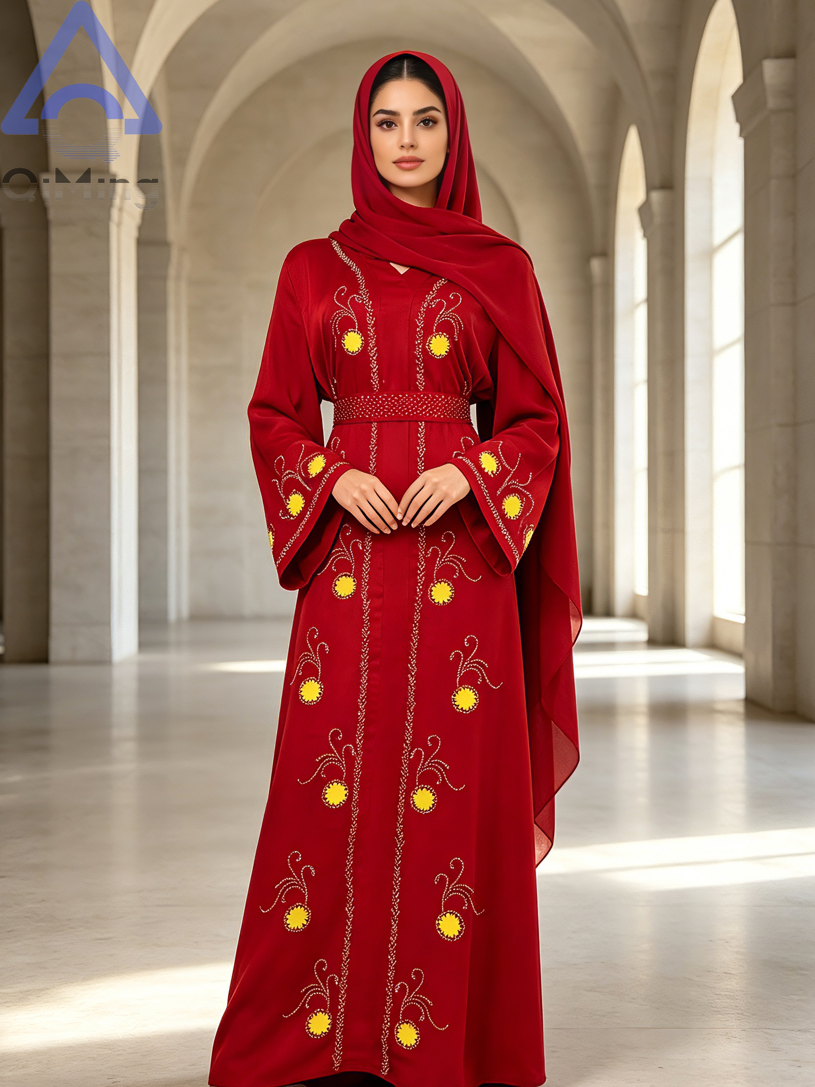 Kaftan Abaya Musulmane pour Femme, Robe Longue Marocaine Violette à Col en V et Strass, Modèle Dubai, Robe Islamique Élégante pour le Ramadan