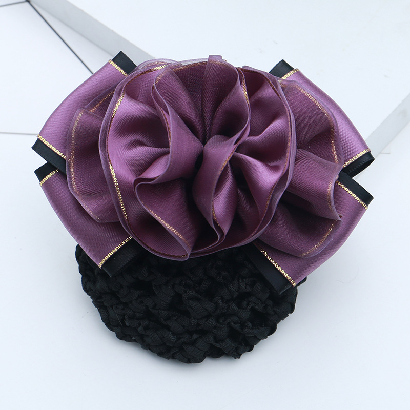 Filet à cheveux élastique avec nœud pour femme, filet de couverture de chignon au crochet pour fille, accessoires pour la danse de ballet et les rêves d'agent de bord