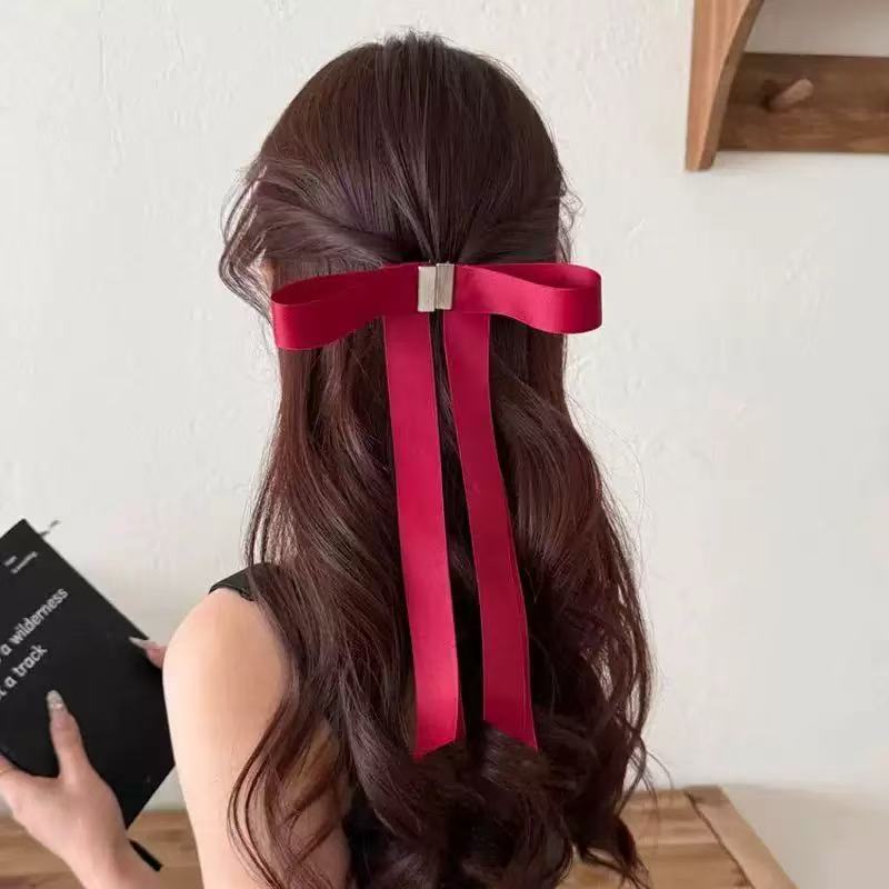 Barrette à cheveux magnétique détachable, barrette à cheveux en satin avec long ruban, accessoires capillaires élégants pour femmes pour coiffures mi-attachées