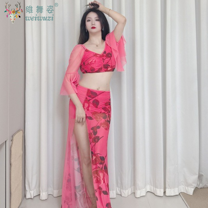 Costumes pour femmes adultes, robe de danse orientale en corne, manches longues, strass scintillants, jupe brillante, Sexy, fente latérale, carnaval fantaisie, nouveau