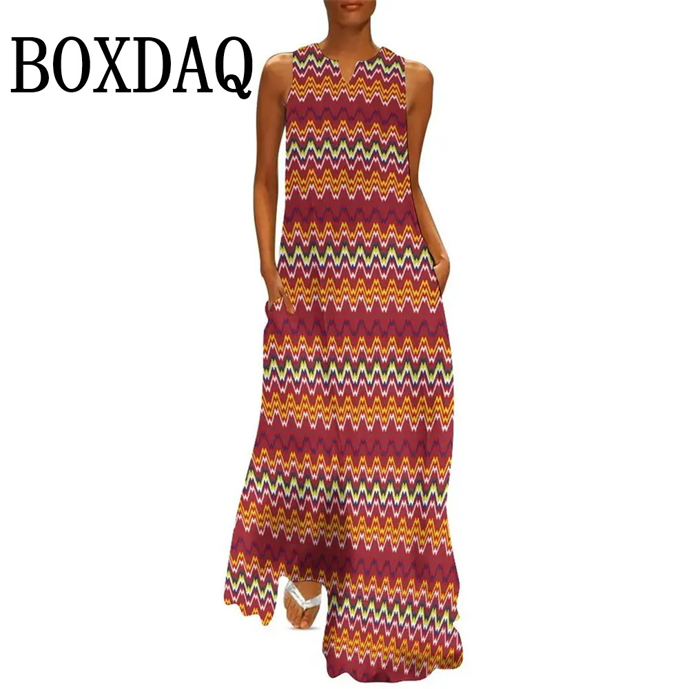 Robe Africaine Ethnique Imprimée en 3D pour Femme, Tenue de Rue Décontractée, Maxi, Vintage, Été