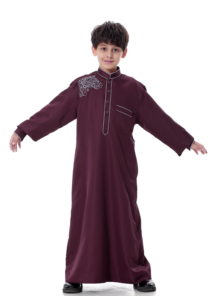 Arabe musulman enfants garçon Jubba Thobe Abaya Kimono longue robe Caftan pour enfants vêtements islamiques longues Robes robe dubaï arabe