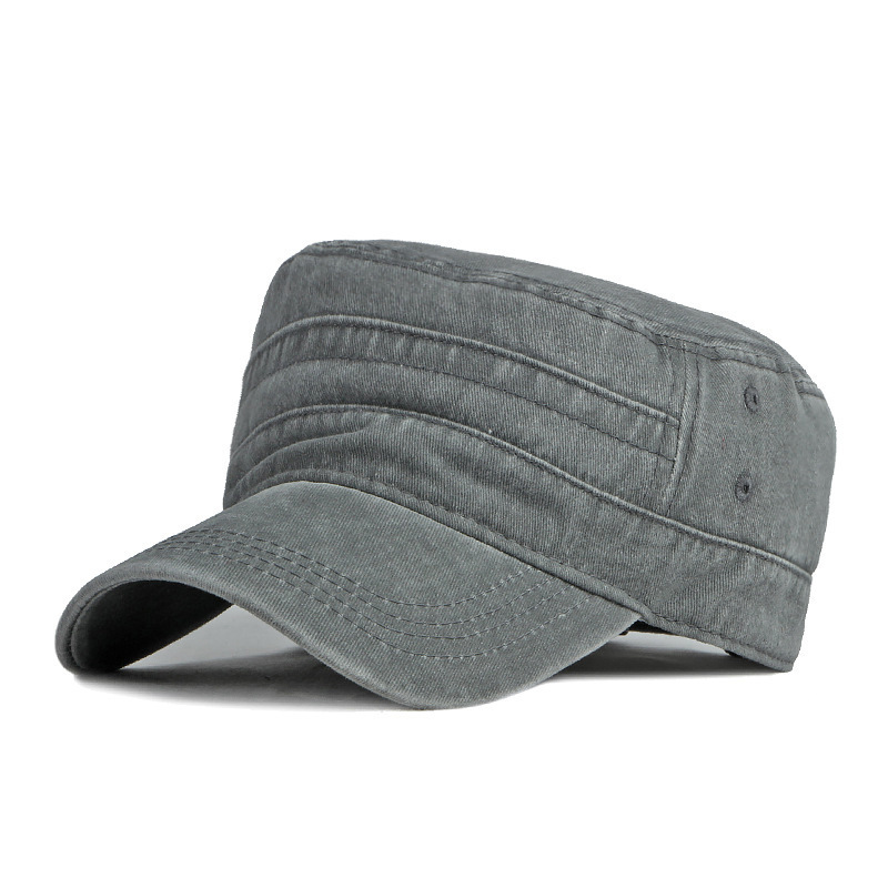 Chapeau Militaire Printemps-Été à Bord Court pour Hommes et Femmes, Casquette Plate Rétro en Coton Lavé pour Grande Taille, Protection Solaire, Chapeau de Pêche