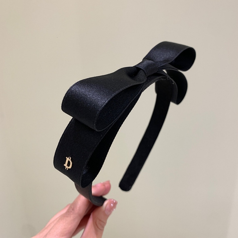 Bande de cheveux à un nœud, bandeau fin noir à bord étroit, faisceau de cheveux crânien à haute pression avec lettre D