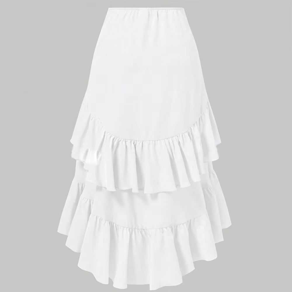 Jupe mi-longue trapèze pour femmes, élégante, asymétrique, Design à volants, décontractée, cordon de serrage à la taille, pour les vacances, usage quotidien, été