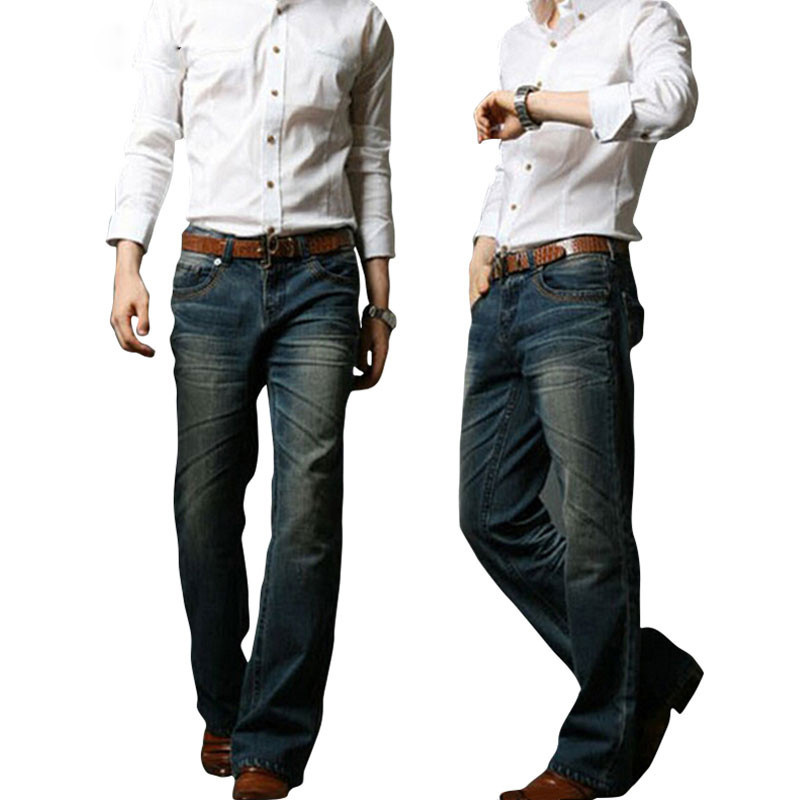 Jeans pour hommes, jeans évasés pour hommes, coupe bootcut, jambe évasée, coupe ample, taille haute, jeans en denim