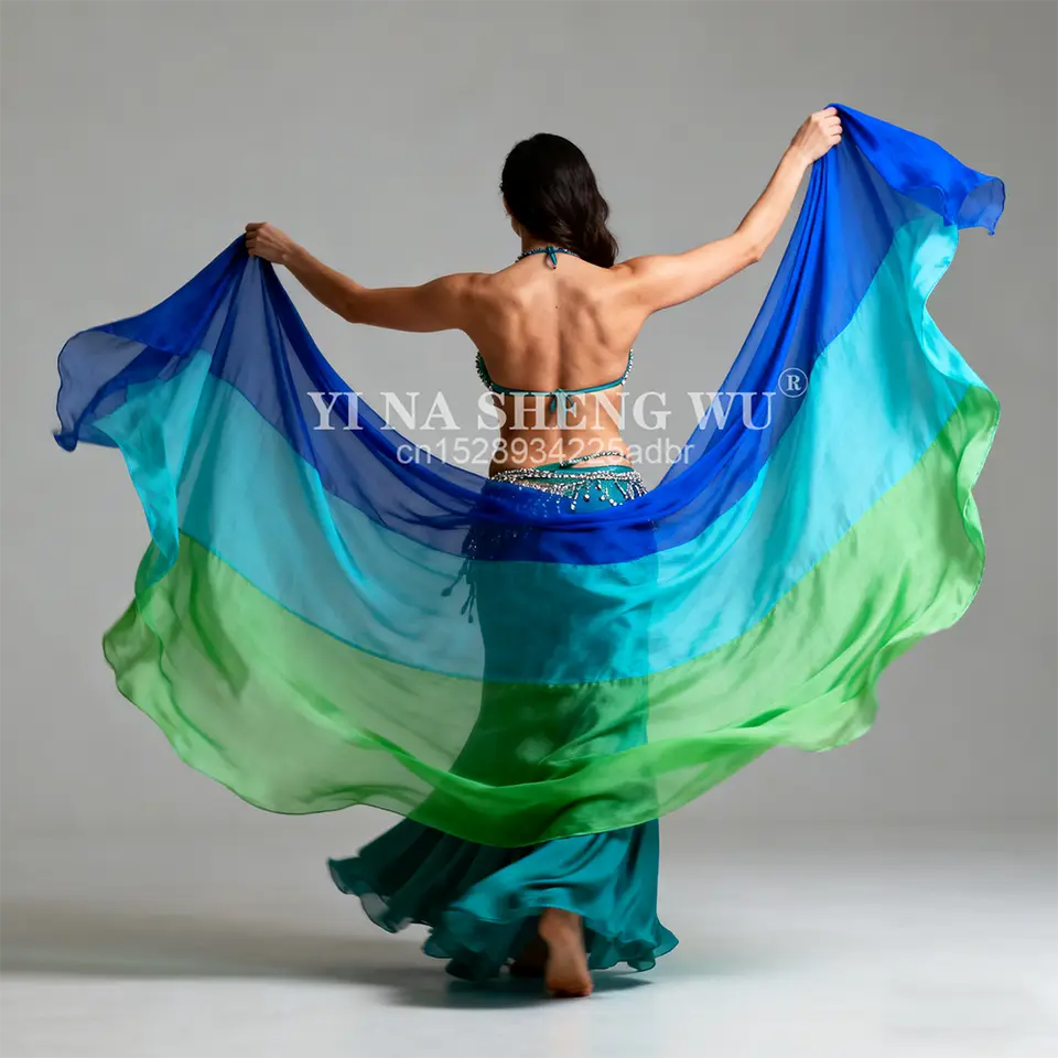 Nouveau Voile de Danse Orientale en Soie, Châles Légers pour Femmes, Voile Dégradé pour Spectacles de Danse