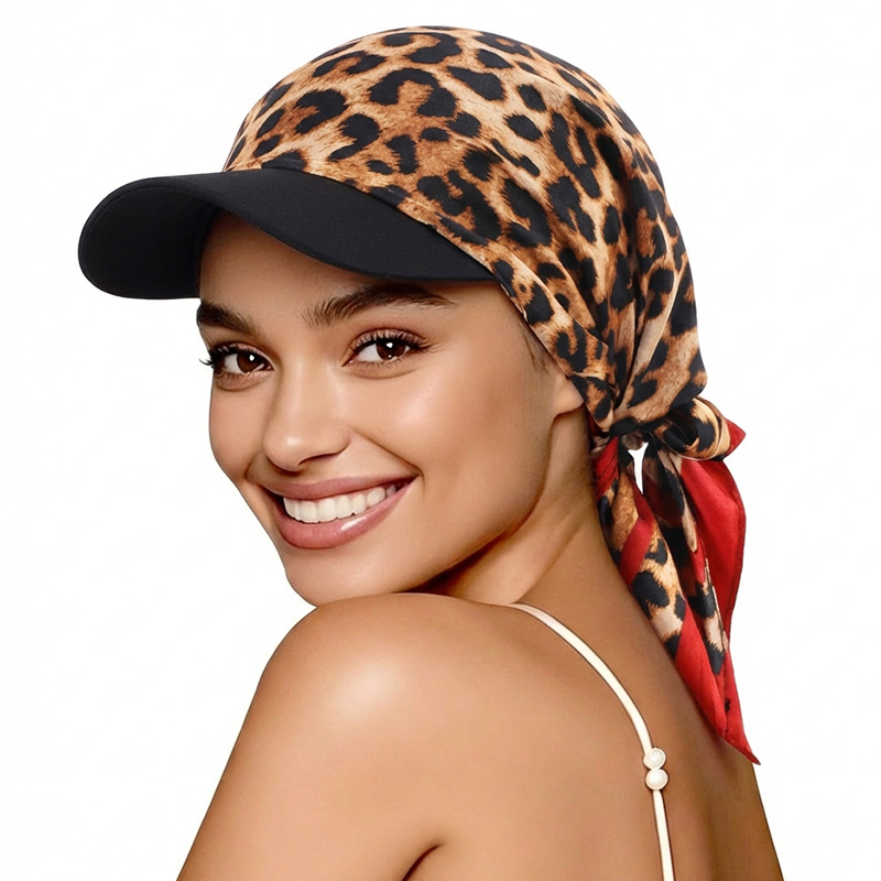 Chapeau de soleil pour femme en satin imprimé avec visière, doux et respirant, style foulard, casquette de baseball