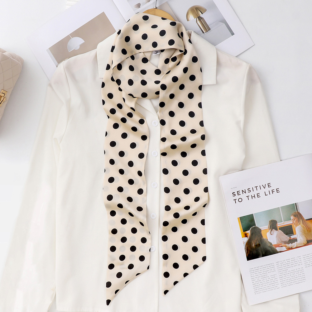 Mode à pois soie Satin écharpe femmes poignée sac ruban étroit mince cou foulards Bandana femme foulard accessoires
