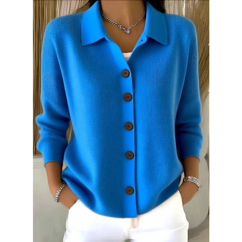Tendances 2026 : Cardigan en tricot pour femme, manches longues, col polo, boutonné, décontracté, ample, style Y2k