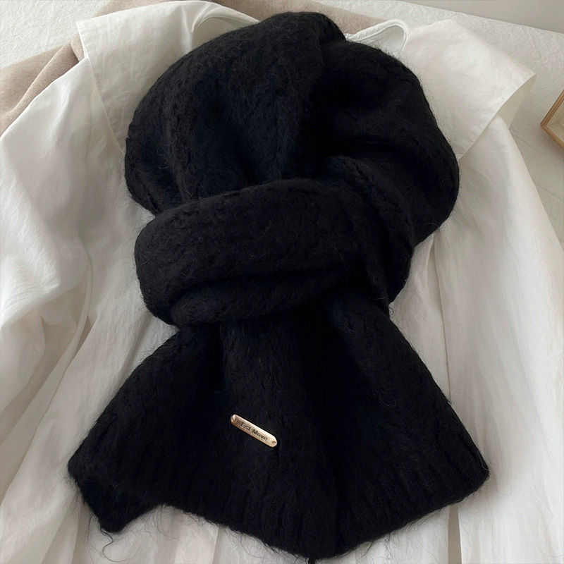 Écharpe tricotée polyvalente pour femmes, couleur unie, Simple, douce, chaude, Style paresseux, nouvelle collection coréenne d'hiver