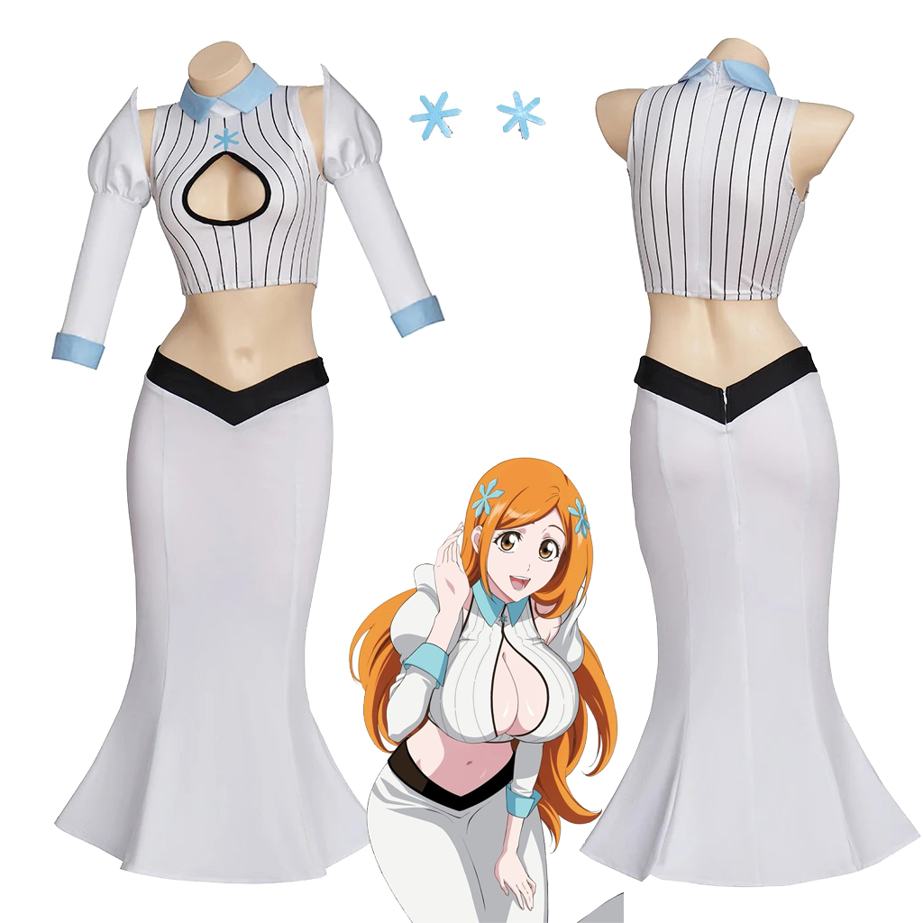 Costume de cosplay Anime Orihime Inoue, chemise blanche sexy avec jupe, robe de bal Orihime pour femmes, Halloween, carnaval, fête