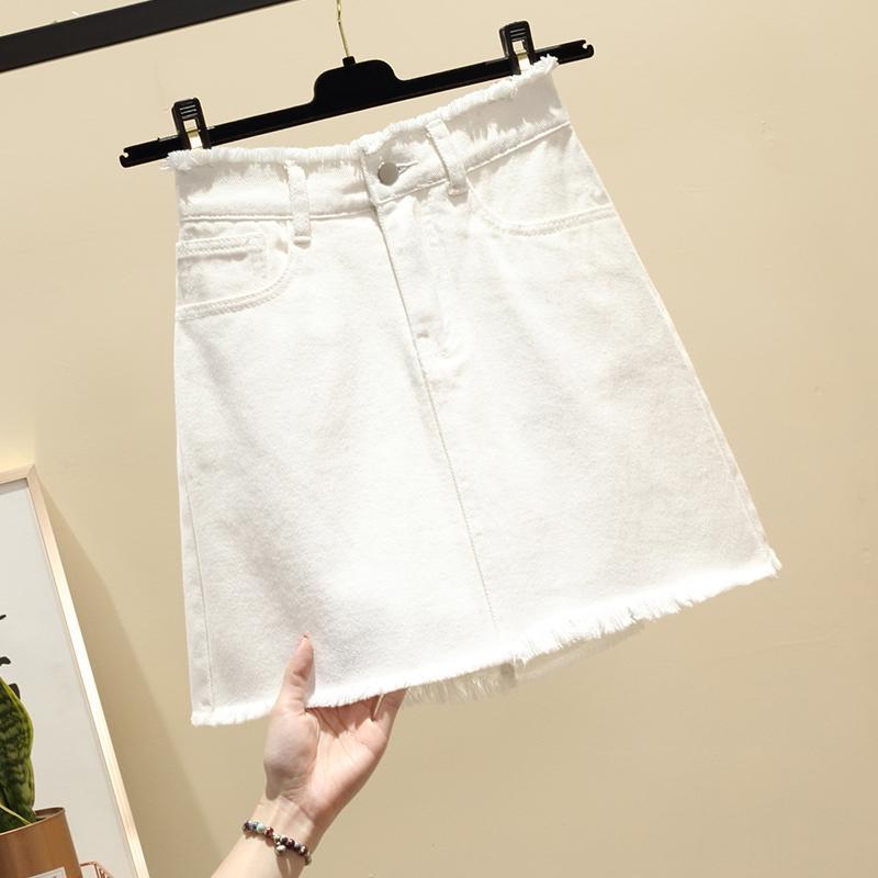 Jupe en jean taille haute pour femme, jupe courte A-Line, printemps et été