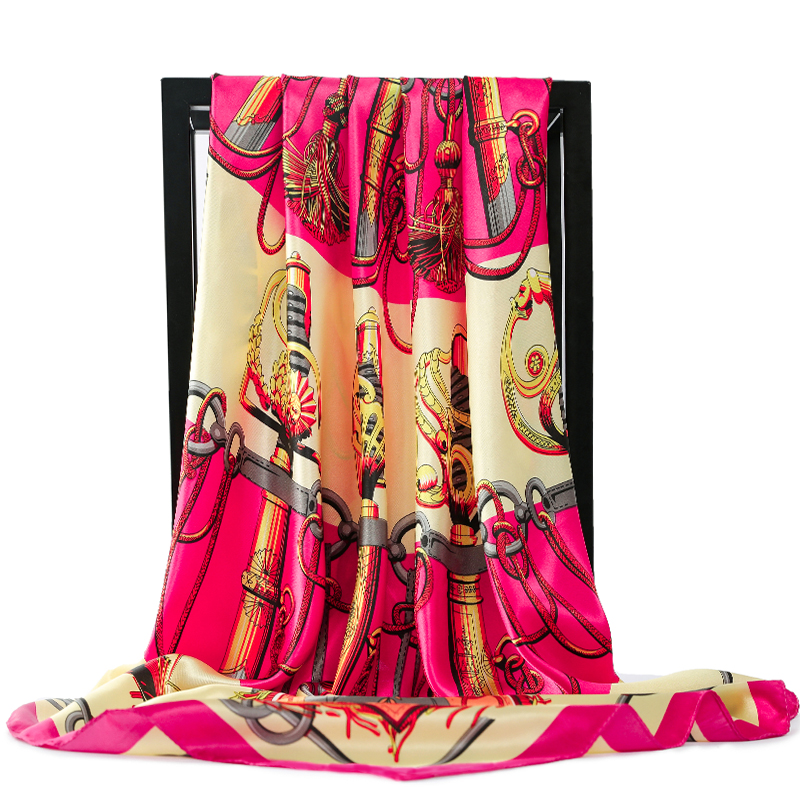 Châles de luxe imprimés 90x90cm, écharpes en soie quatre saisons, bandanas populaires protection solaire, Europe et amérique