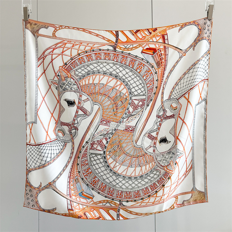 Écharpe en soie imprimée de luxe pour femmes, design de marque, 90*90cm, soie twill, châle tendance pour toutes les saisons