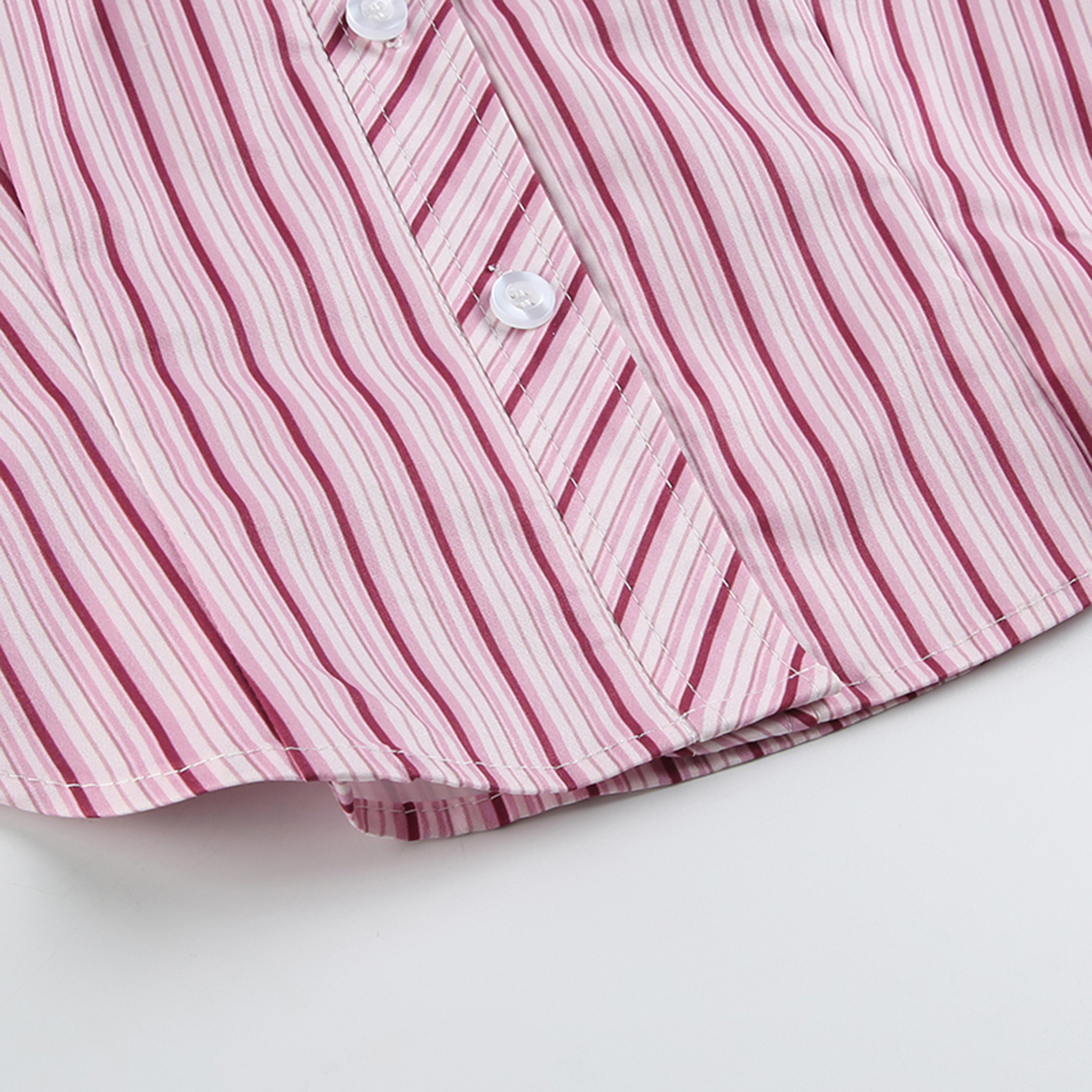 Chemises à col imprimé rayé pour femmes, à la mode, manches longues, coupe ajustée, boutonnée, hauts courts pour printemps et automne