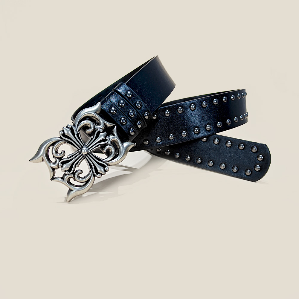Ceinture en jean unisexe femme Punk 3.8cm de large ceintures pour femmes grande taille luxe concepteur croix hommes ceinture gothique Rivet ceinture mâle
