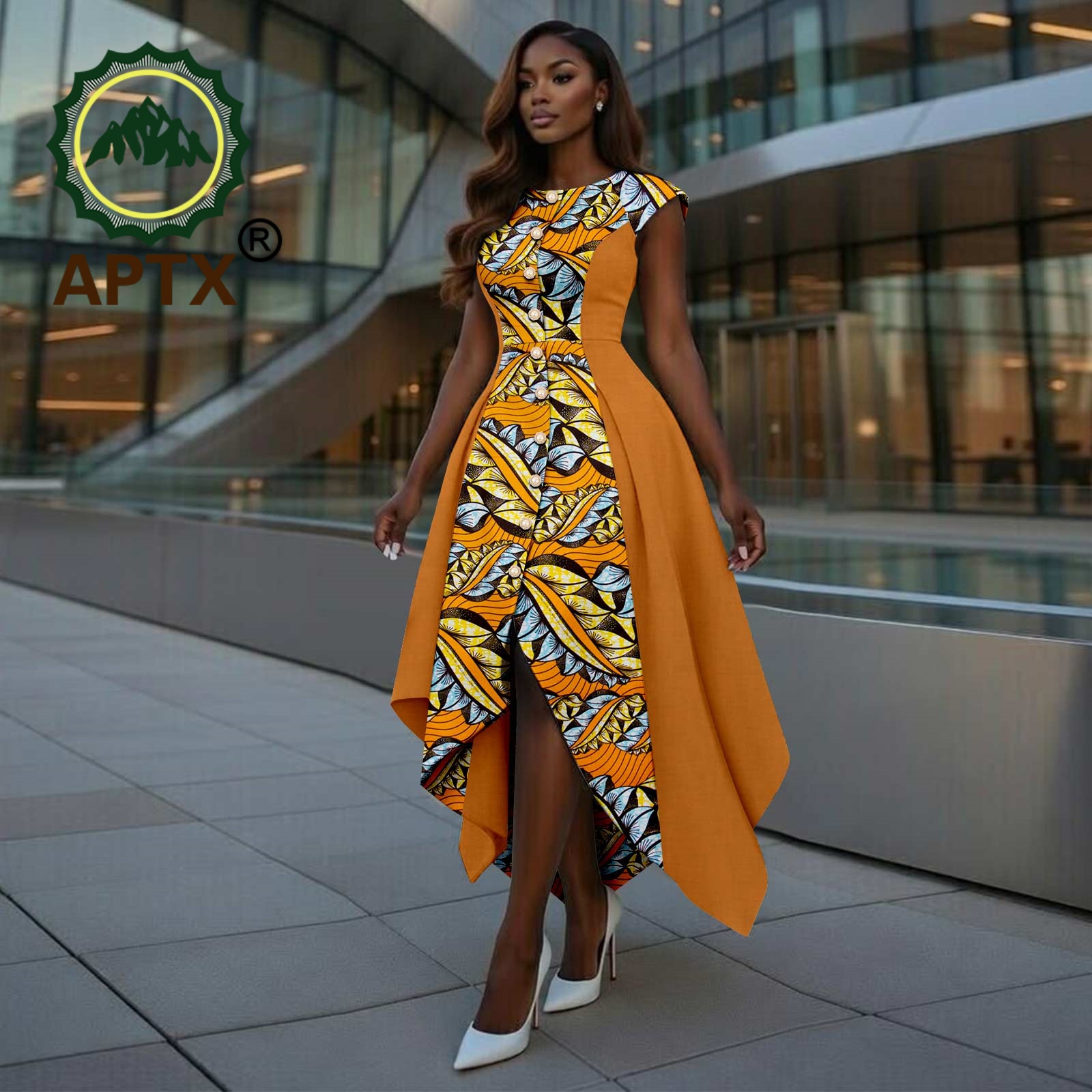 Robe africaine pour femmes, imprimé Ankara, col rond, manches courtes, longueur cheville, patchwork, robe asymétrique, Dashiki, décontractée, pour soirée