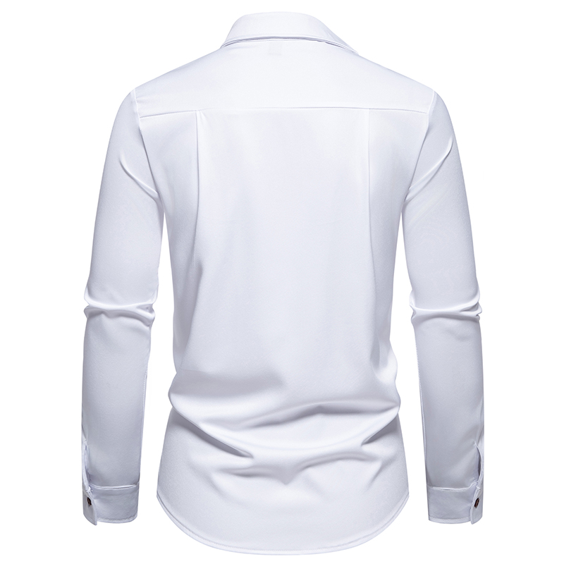 Chemise à col montant pour hommes, bouton oblique de personnalité, chemises provoqué irrégulières pour hommes, manches longues, zones de festival d'affaires, mode