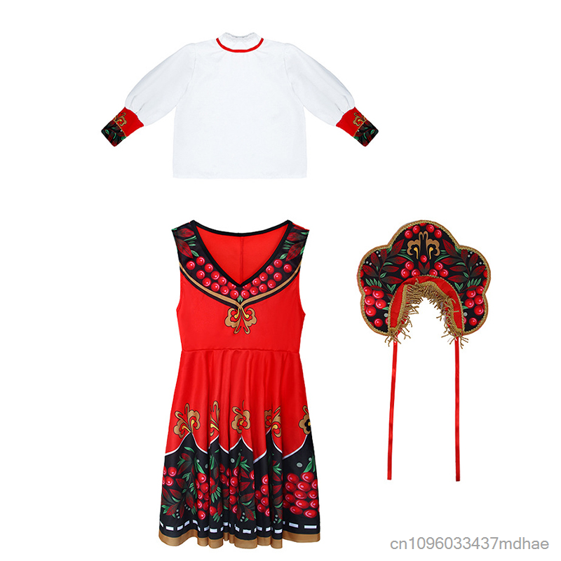 Tenue de danse traditionnelle russe rouge pour enfants, ensemble folklorique russe pour garçons et filles, costume de spectacle pour la Journée mondiale du livre