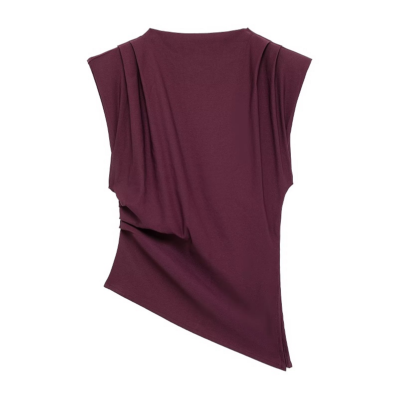MUJER débardeur asymétrique femme froncé hauts sans manche pour femmes col haut haut haut sans bretelles femmes mode esthétique hauts femme