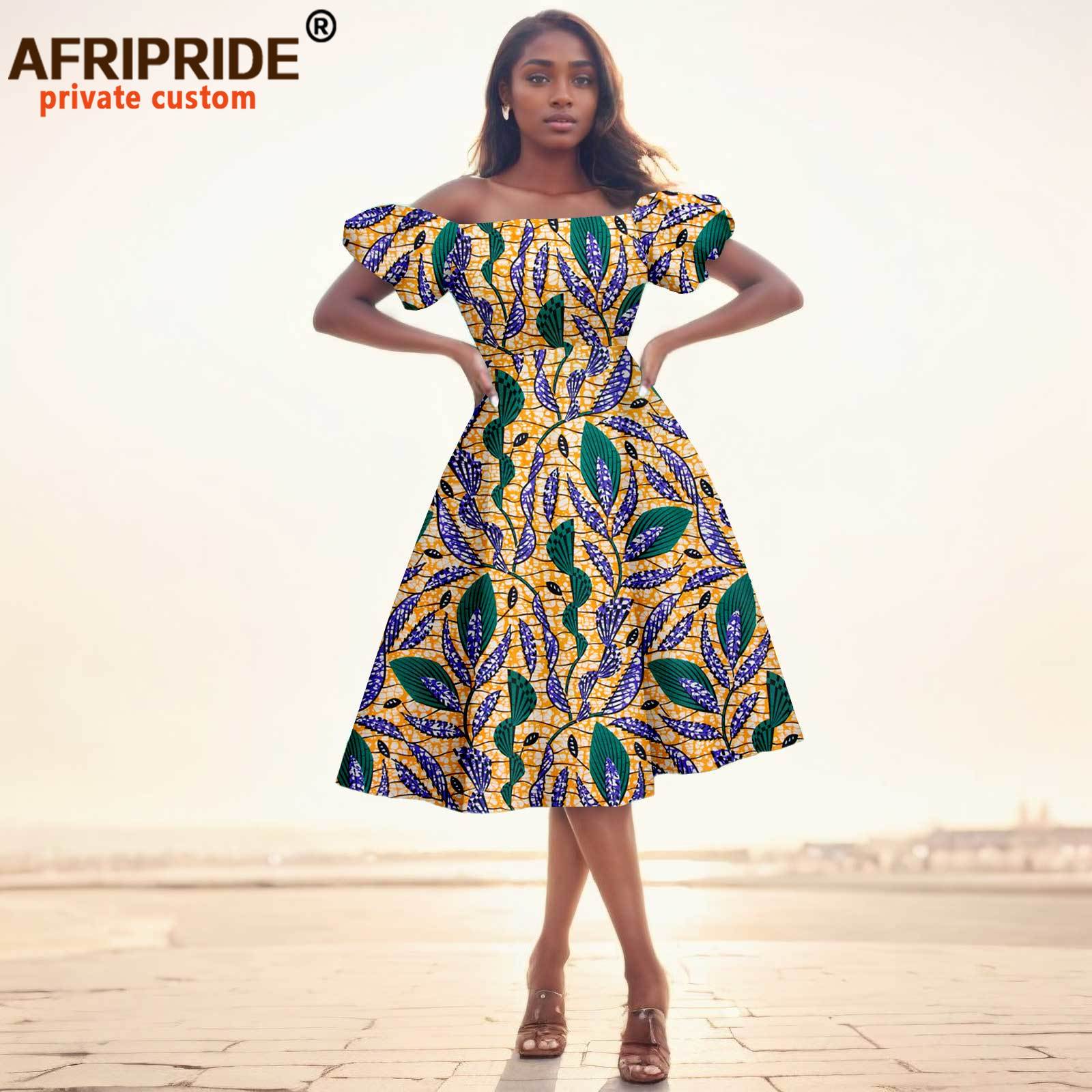 Robe africaine mi-longue imprimée à manches courtes pour femmes, tenue Ankara, tenue traditionnelle, vêtements de mode élégants, taille haute, 2425102