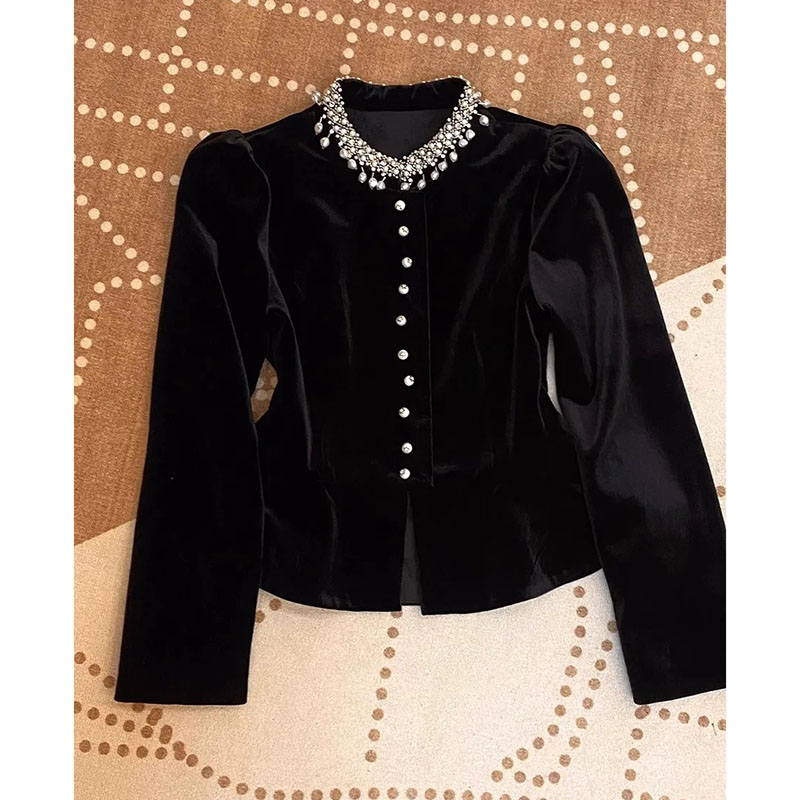 Chemisier en velours doré pour femmes, couleur unie, industrie lourde, hauts à la mode, manches longues, chemise Slim, automne hiver 2025