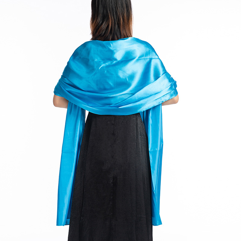 Robe de soirée longue en Satin pour femmes, foulard de protection du cou, Bandana, cape de fête, châle chaud, Hhijab, Q63