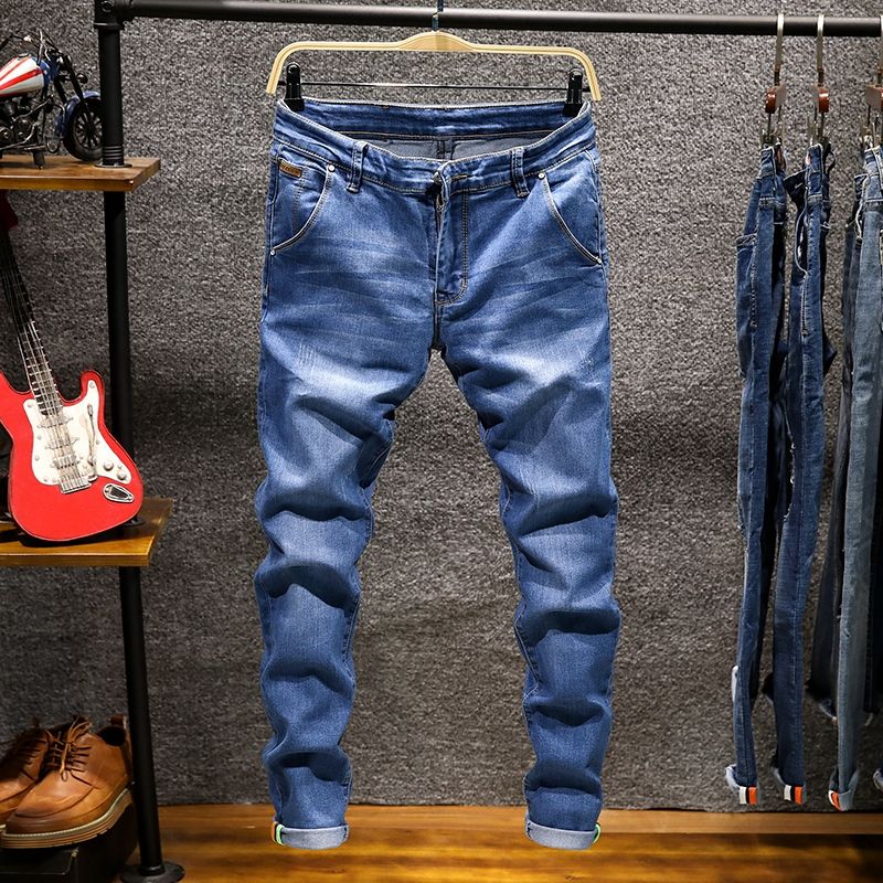 Jeans élastiques tendance pour hommes, déchirés, vintage, slim, en denim, pantalon hip-hop, usés, tendance, vêtements pour hommes