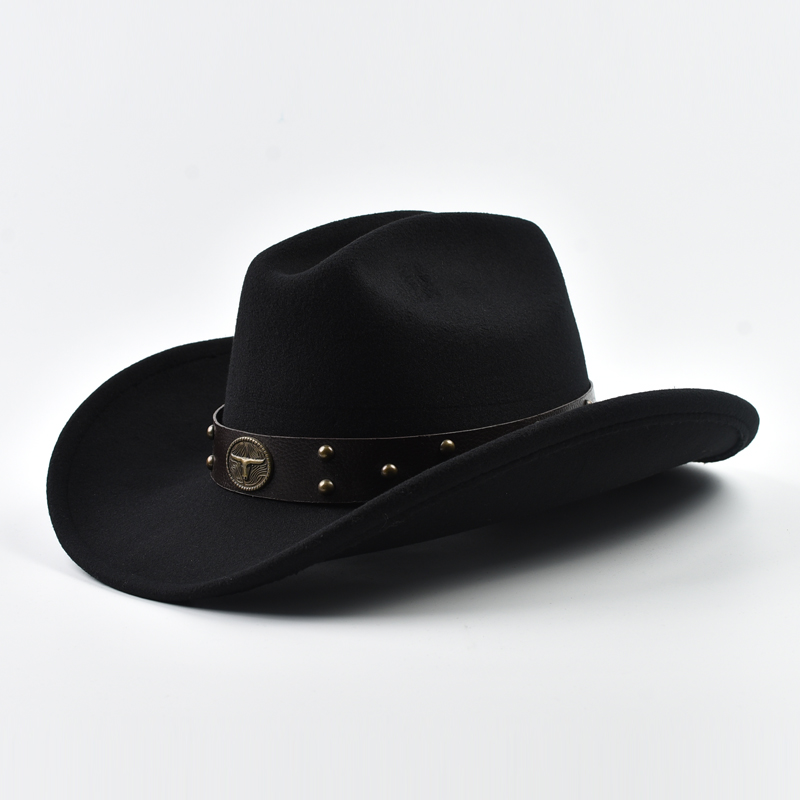 Hommes femmes Vintage grand bord Western Cowboy chapeau Gentleman Cowgirl Jazz chapeau Cloche église casquettes