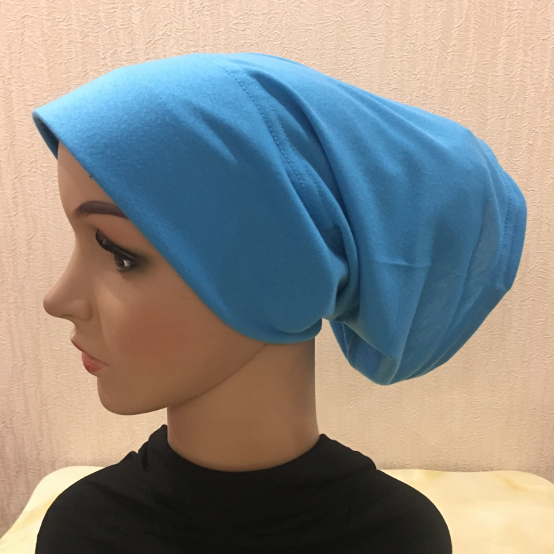 H066 chapeau tube uni avec sous-écharpe en carton Turban musulman couleur Pure extensible intérieur Hijabs femmes foulard sous Hijab Bonnet