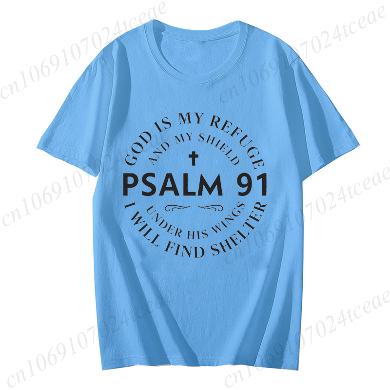 Dieu est mon réfugié graphique imprimé t-shirts pour hommes femmes vêtements Bible verset Homme t-shirt vêtements à manches courtes t-shirt Homme