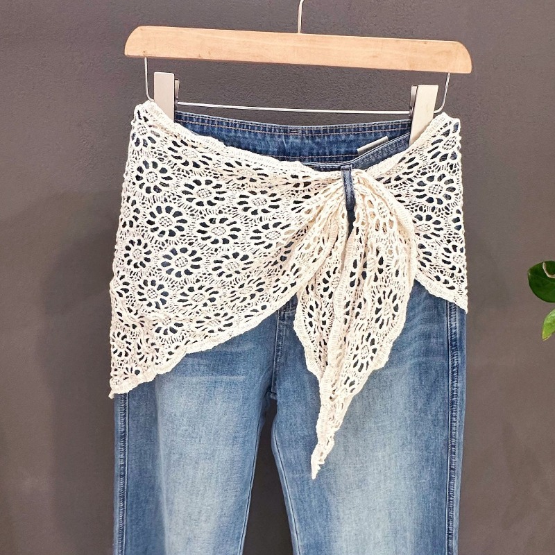 Écharpe en dentelle florale pour femmes, 1 pièce, idéale pour le style plage, attache-cheveux, bandana, tenues d'été, bandeau de plage