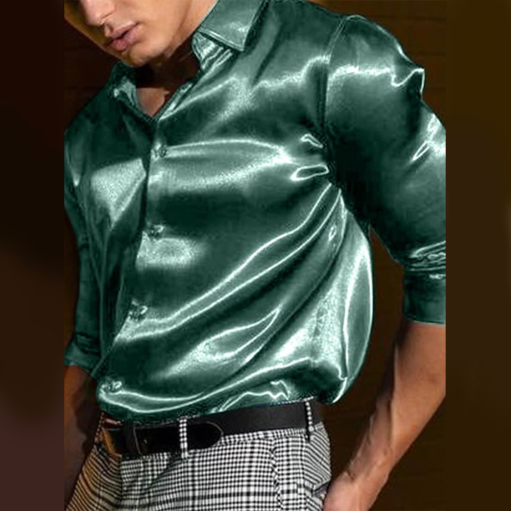 Chemise en Satin à Manches sulfpour Homme, Simple Boutonnage, ixde Mariage, Business, Mode Automne