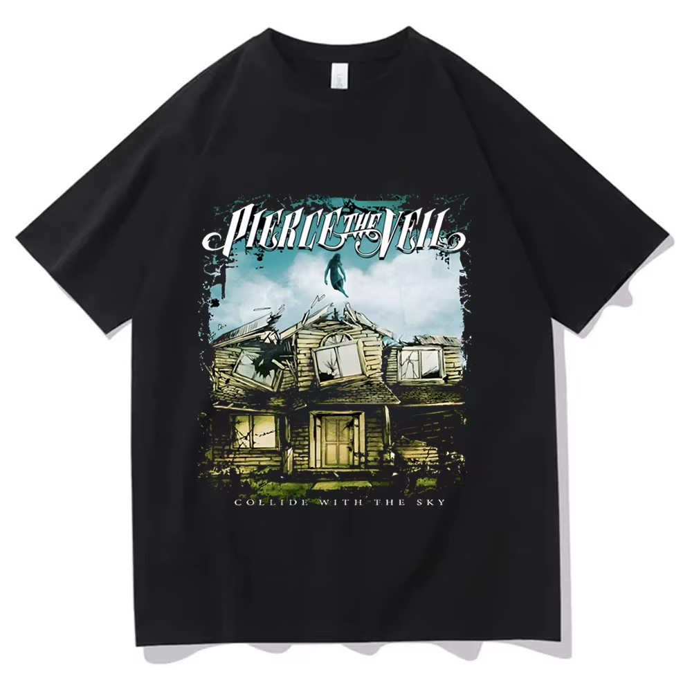 T-shirt graphique en coton pur Pierce The Veil, unisexe, taille européenne, style Y2K, anime japonais, streetwear, décontracté, manches courtes, mode ado.