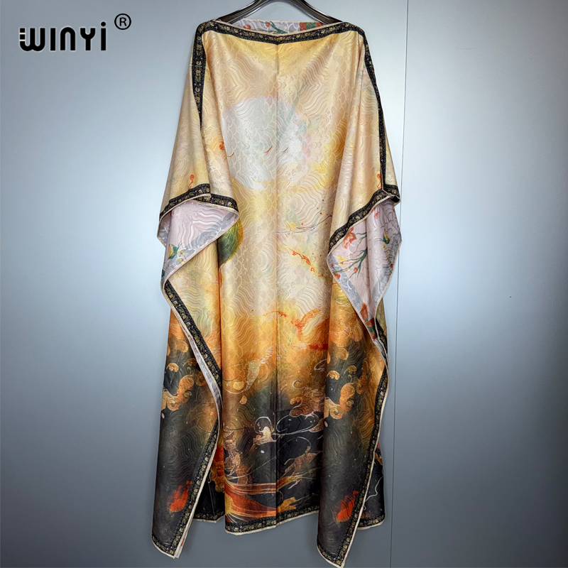 WINYI haute qualité caftan ample Boho imprimé robe longue élégante femmes soirée Caftan abaya femme musulmane abaya dubaï luxe