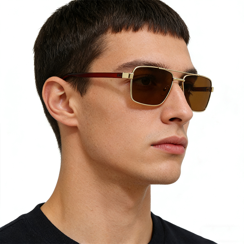 Lunettes de soleil carrées à double pont pour femmes et hommes, style rectangulaire, décontractées, pour affaires, de marque, design vintage