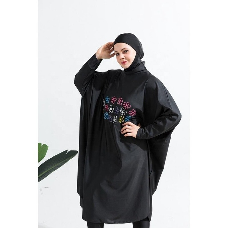 Femmes maillot de bain musulman maillots de bain sérigraphie 3 pièces vêtements islamiques Hijab manches longues Sport maillot de bain Burkinis maillot de bain chauve-souris