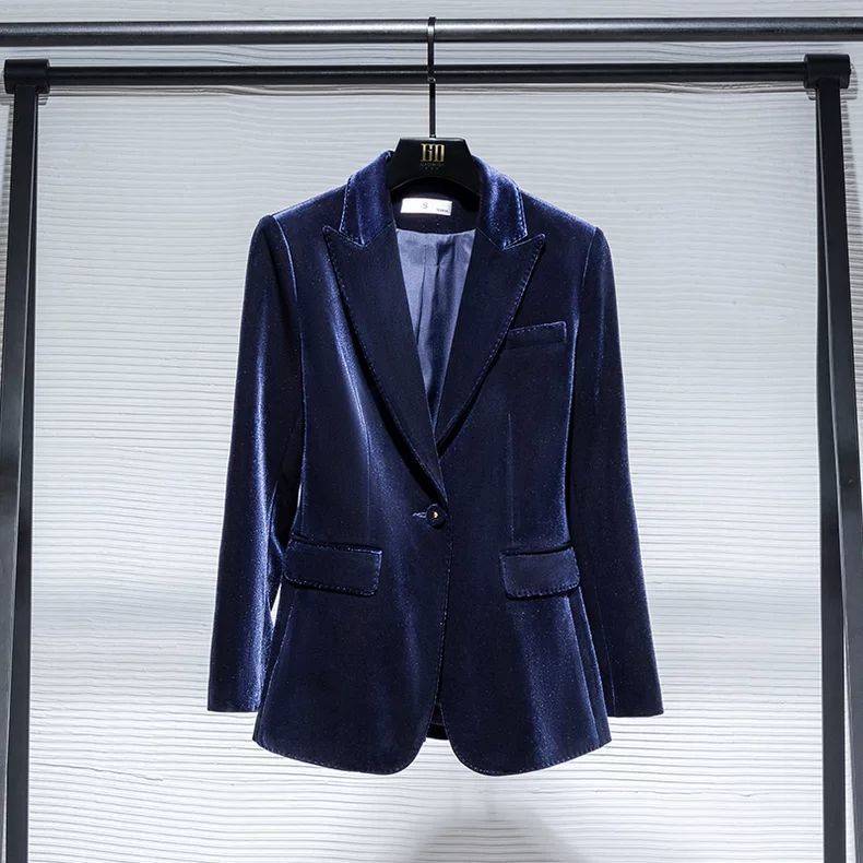 Costume en velours doré, ensemble pantalon et veste, pour femme, nouvelle collection printemps et automne 2026, veste élégante et ajustée, costume de style raffiné