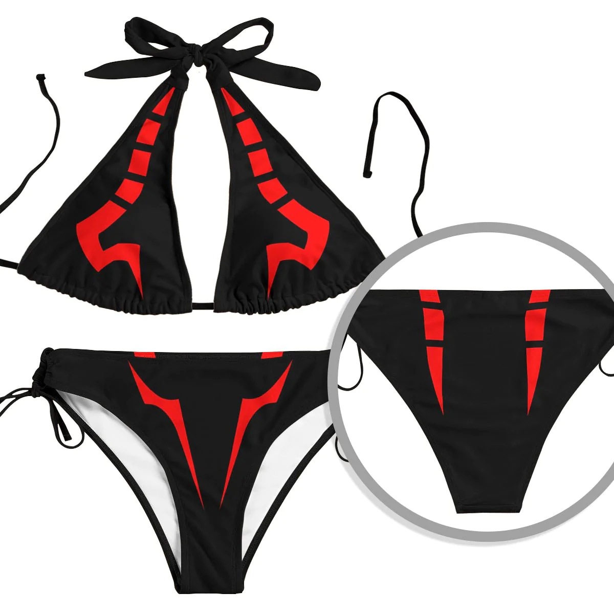Nouveau maillot de bain bikini Sukuna V2 avec bretelles, haut triangle classique à col halter, maillot de bain sexy en tissu polyester pour femme, adapté à toutes les occasions