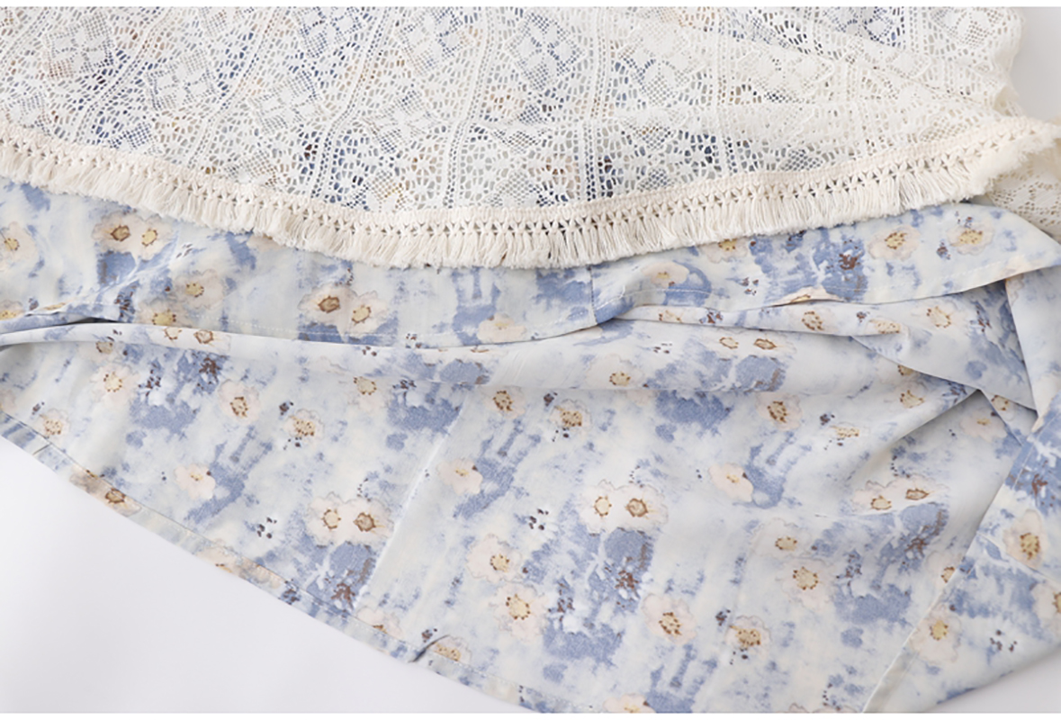 Robe d'été en dentelle pour vacances en bord de mer, nouveau Style français, glands, fleur, jupe mi-longue superposée, faux deux pièces, robe de plage