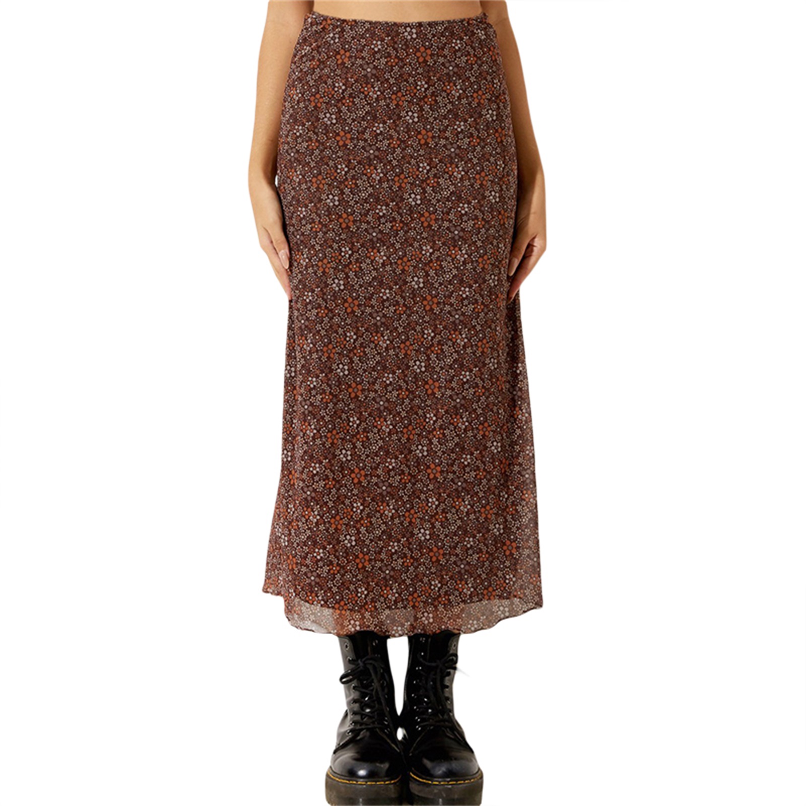 Jupes longues décontractées à imprimé floral pour femmes, taille haute, simples, élégantes, taille élastique, bas de style de rue