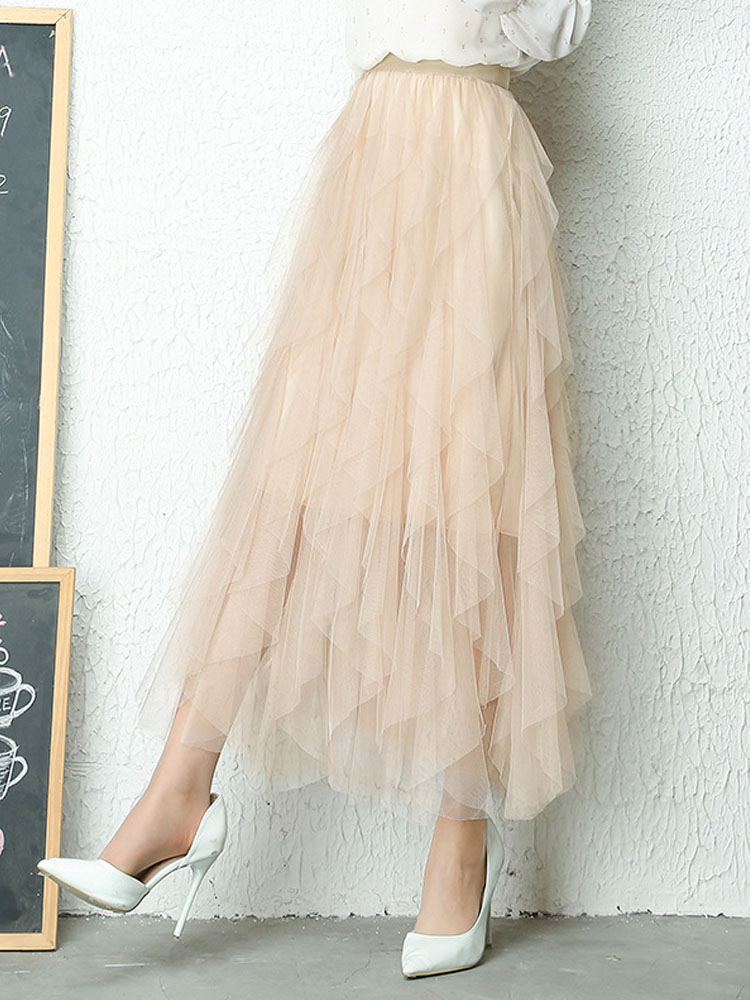Mode Tutu Tulle jupe femmes longue Maxi jupe 2024 printemps été coréen noir rose taille haute jupe plissée femme