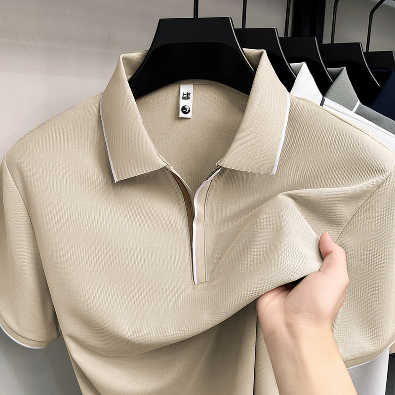 Designer marque Ice Silk manches courtes polo shirt confort respirant été monochrome hommes t - shirt mode affaires Casual TOP