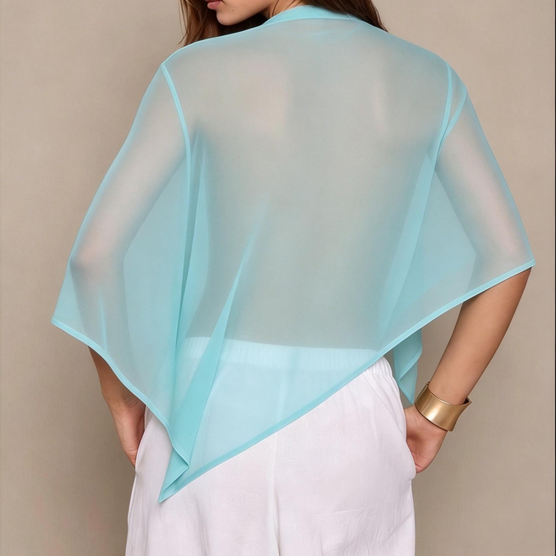 Ponchos transparents pour femmes, coupe asymétrique triangulaire, chemisier léger de couleur unie, col montant, coupe ample, cape de protection